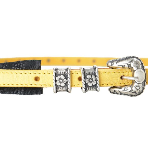 Just Cavalli 100% Leather Yellow Embellished Belt main image 4